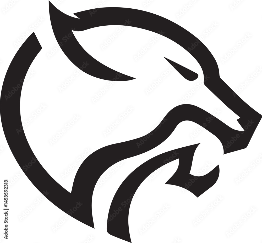 Obraz premium Beast logo design icon silhouette style flat and minimal vector art illustration on a white background. 