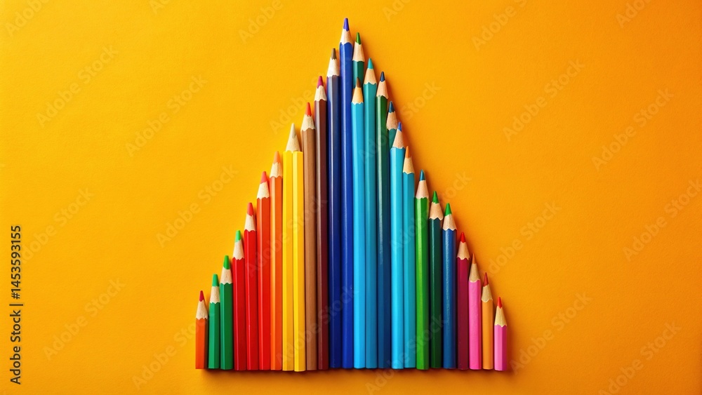 Obraz premium Colorful Christmas Tree Pencils Flat Lay