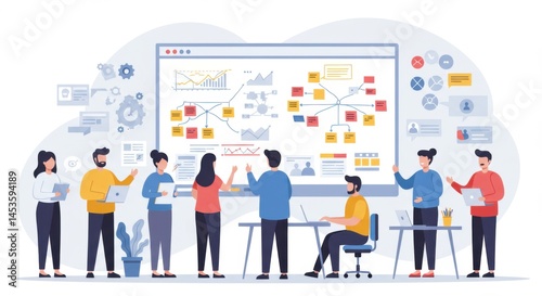 Team brainstorming session illustration