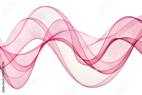 abstract flowing pink ribbons on white background