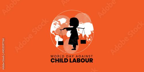 World Day Against Child Labour background. vector illustration concept of child exploitation campaign for banner, social media, poster, greeting card. vector illustration