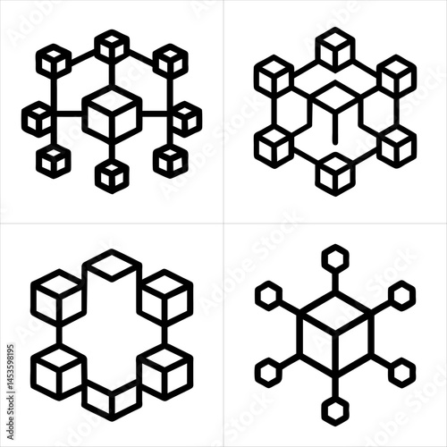 blockchain technology icon set
