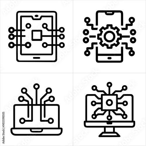 digital technology icon set
