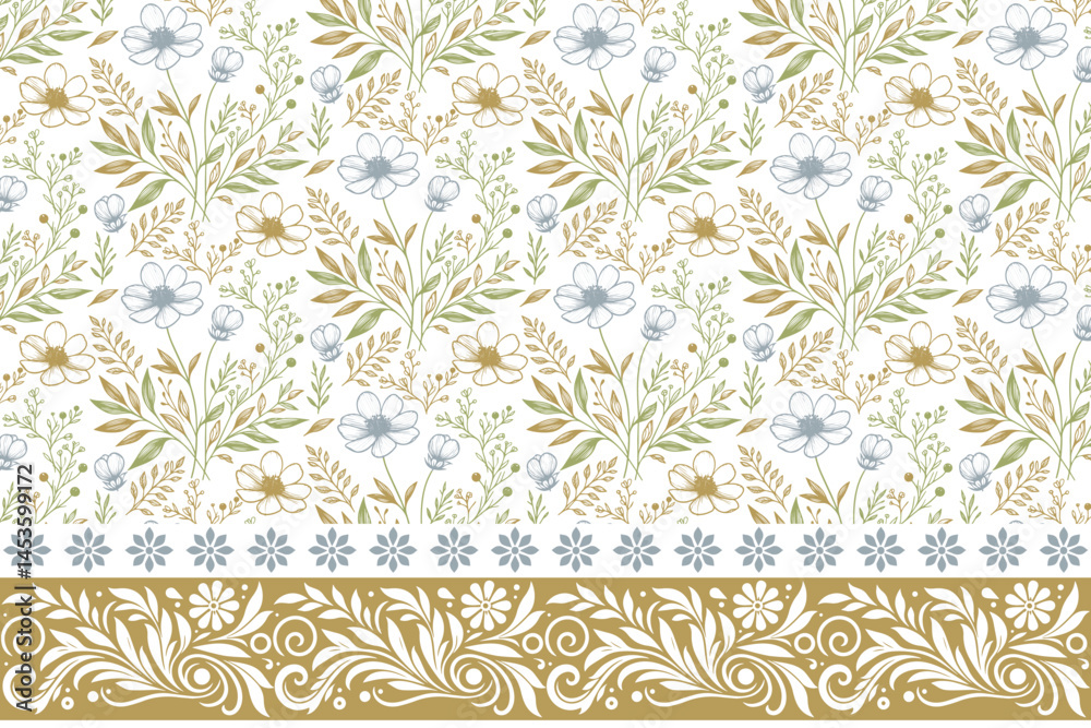 one line floral pattern with border. seamless petal repeat. delicate embroidery sketch. floral textile background. hand drawn botanical border. outline design elements
one line floral pattern with border. seamless petal repeat. delicate embroidery sketch. floral textile background. hand drawn botanical border. outline design elements