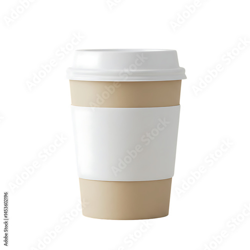 Coffee cup mockup blank white sleeve for branding hot drink takeaway paper cup isolated on black background on transparent background