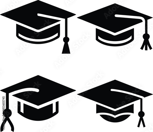 Graduation caps vector illustration academic achievement icons