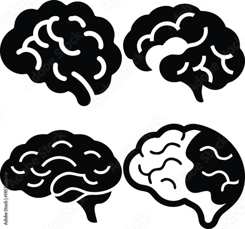 Collection of brain silhouette illustrations for medical and educational purposes