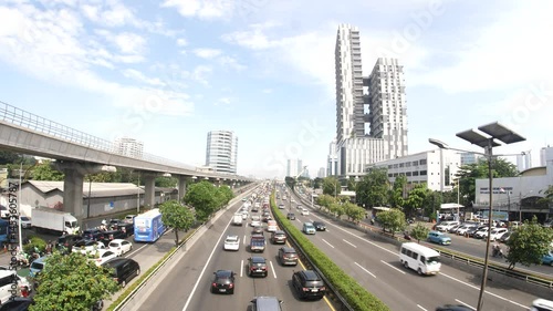 Heavy Traffic Congestion During Rush Hour in Pancoran statue Jakarta Indonesia  at april 23, 2025
