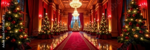 Wallpaper Mural Grand entrance, lavish Christmas displays, sparkling chandeliers , illumination, retail, window Torontodigital.ca