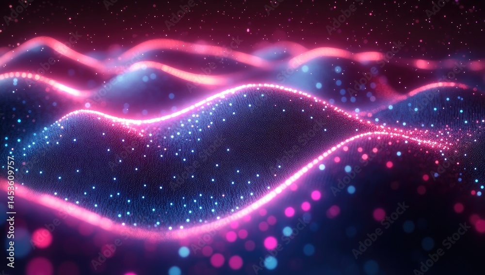 Abstract digital design with glowing particle waves. Abstract digital design with glowing particle waves.