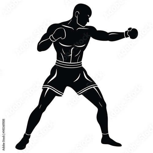 vector a boxer stand with pose vector silhouette