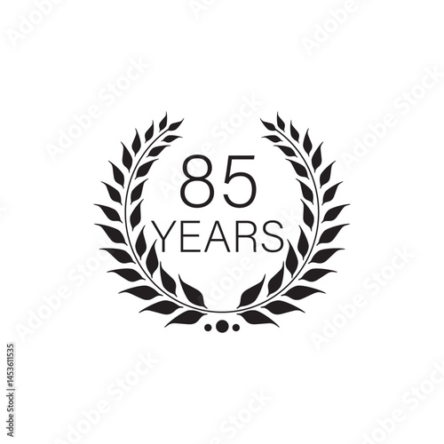 85th years anniversary celebration emblem. black anniversary logo isolated  on white background. vector illustration template design for web, flyers, poster, greeting card