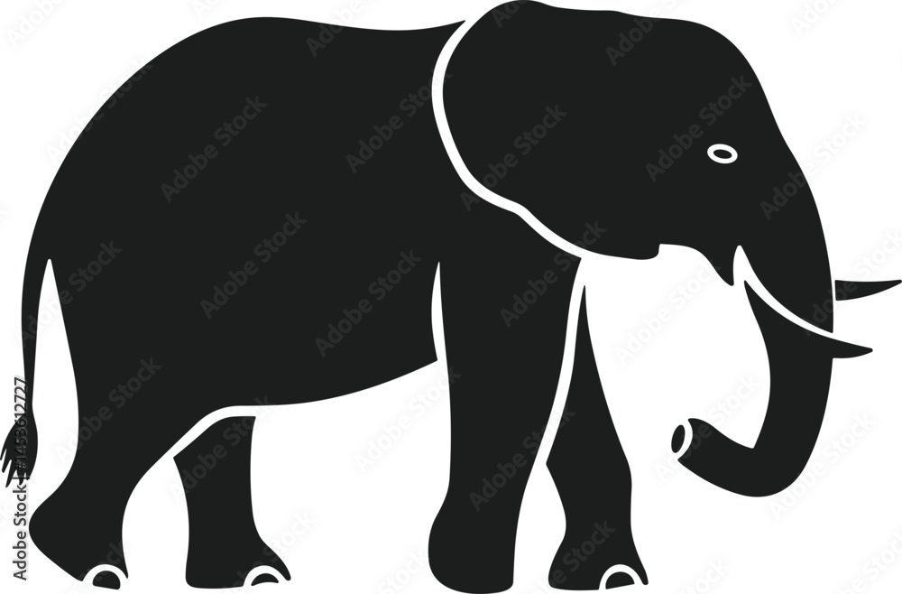 Fototapeta premium Stylized Elephant Silhouette Vector – Elegant Wildlife Graphic for Creative Use