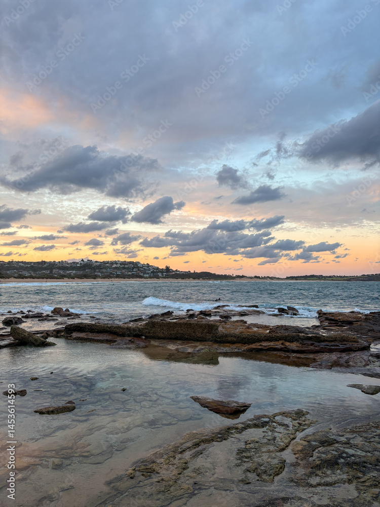Beautiful sunset view at Dee Why Beach, Sydney, Australia. Beautiful sunset view at Dee Why Beach, Sydney, Australia.