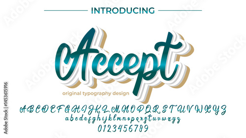Accept  Font Stylish brush painted an uppercase vector letters, alphabet, typeface