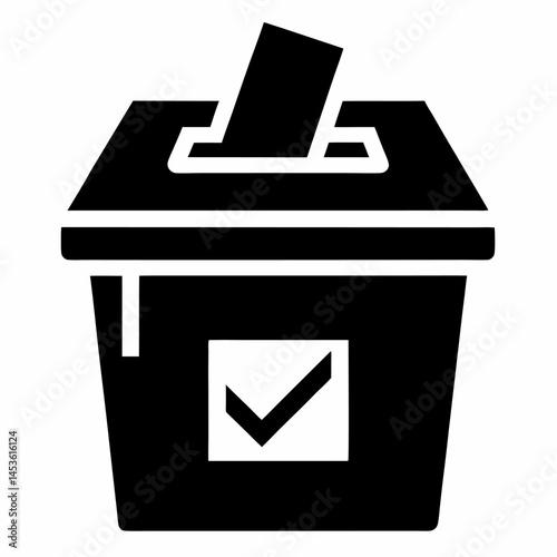 Hand voting ballot box black vector on white background.