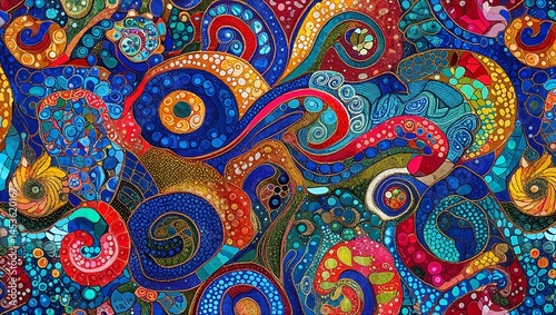 Indonesian batik swirl smalt mosaic abstract design pattern artwork