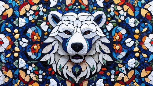 Inuit polar design smalt mosaic abstract design pattern artwork
