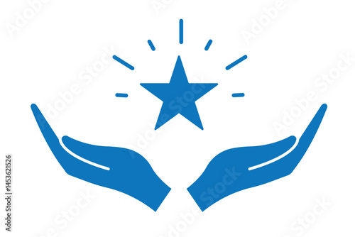Customer experience icon . Rating icon . Customer product rating with five stars icon vector 