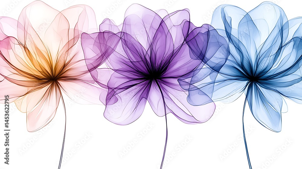 Obraz premium Delicate floral artwork in a serene nature setting close-up digital illustration