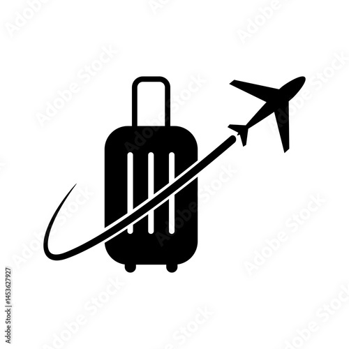 Luggage and airplane icon. Airplane travel icon. Vector illustration design