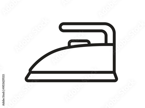 simple icon of iron, with black outline, line art