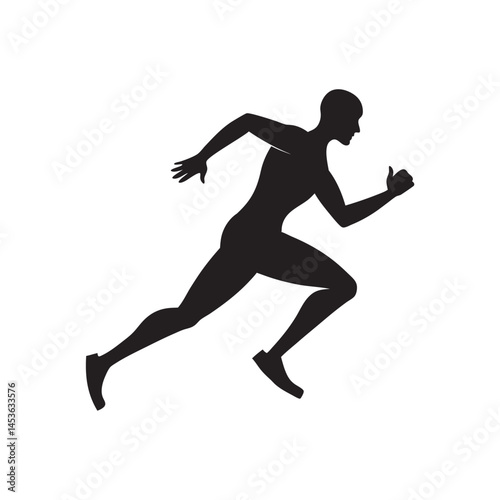 Running Man Silhouette on Whi...