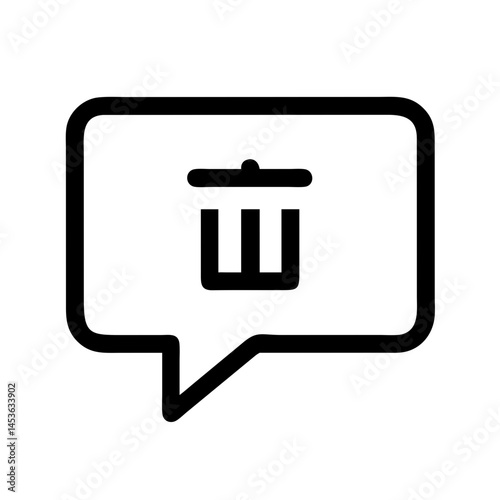 Icon of a chat bubble with trash bin inside  