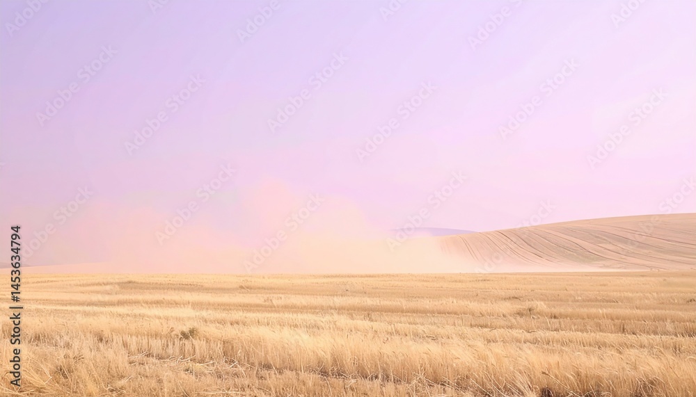 Fototapeta premium Dust storm impacting agricultural fields in open countryside nature photography rural environment wide-angle view