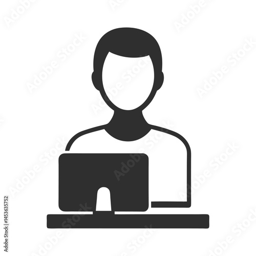 Computer User Information icon of silhouette vector illustration