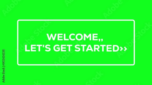 Welcome, Let's Get Started, For video blogs. Welcome. Text. Green Purple Futuristic Effect. Trendy Glow Lighting. Welcome On Green Background.