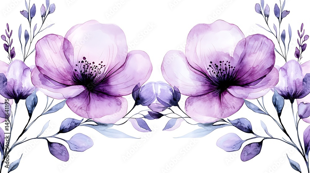 Obraz premium Watercolor floral botanical arrangement nature art botanical style vibrant environment