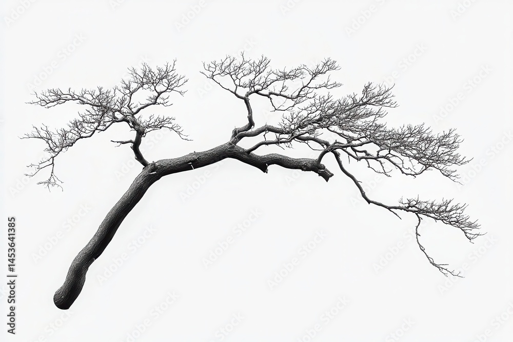 Obraz premium Artistic black and white depiction of a twisted tree branch with intricate details