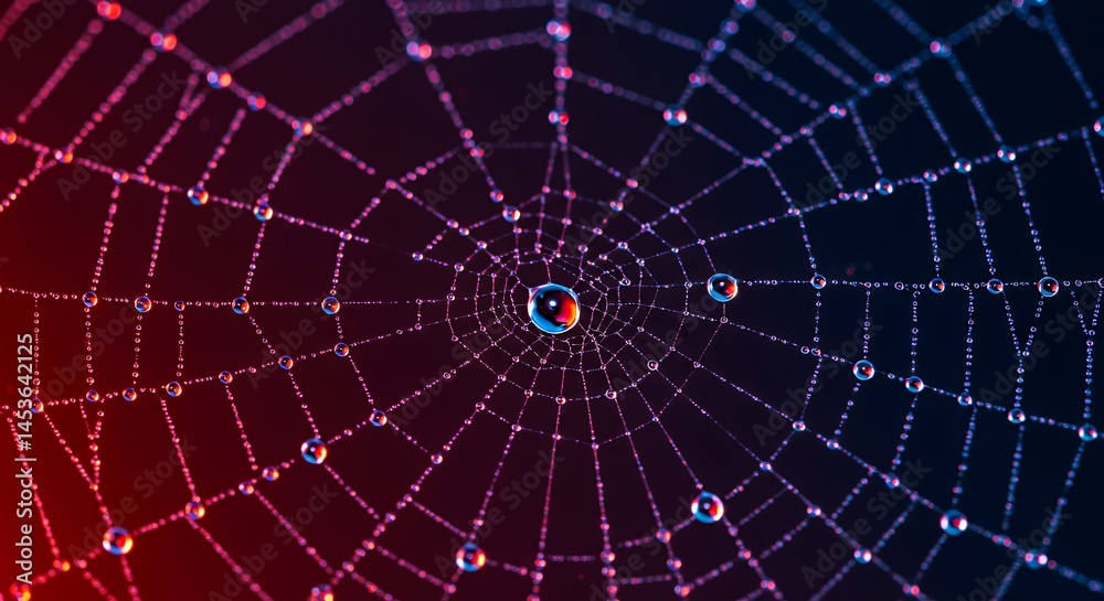 Fototapeta premium Dewdrops on a Spiderweb: A Macro Photography Masterpiece