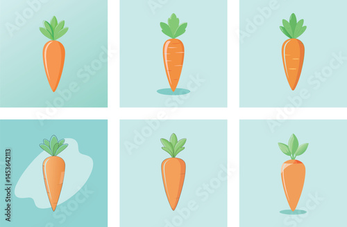 Set of carrots vector icons. lack fresh carrot. Vegetarian and healthy food. Vector 10 Eps.