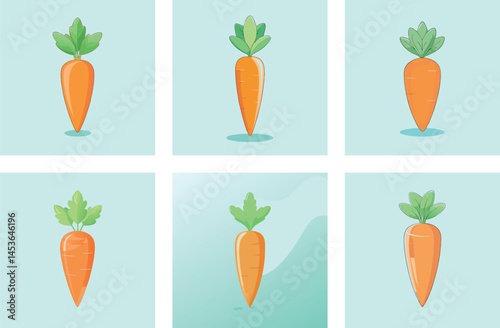 Set of carrots vector icons. lack fresh carrot. Vegetarian and healthy food. Vector 10 Eps.