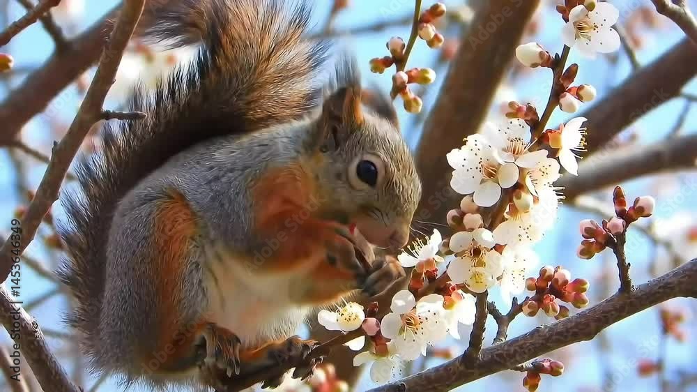 Squirrel Eating Blossoms Springtime Squirrel Eating Blossoms Springtime