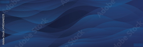 Experience the modern elegance of the abstract gradient wave background. Its dark blue waves create a captivating atmosphere for websites, vector.
