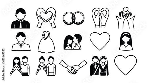 Relationship Stroke icon collections. Containing Relationship, Goals, Couple, Dating, Marriage, Romance, Soulmates, Engagement and more icons.