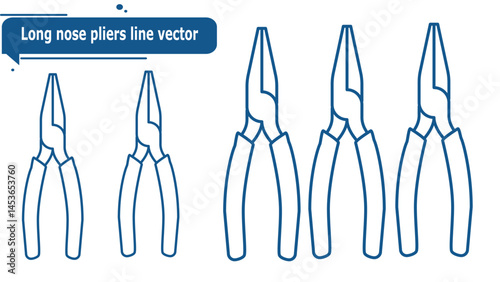 Long nose pliers line vector photo