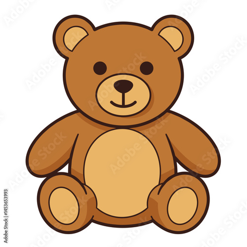 Cute cartoon teddy bear sitting on a plain background, suitable for UI icon or educational material  