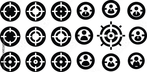 Set of target destination icon. Aim sniper . Focus cursor bull eye mark . Vector, Gun Sight Crosshairs Bullseye. sniper rifle target
