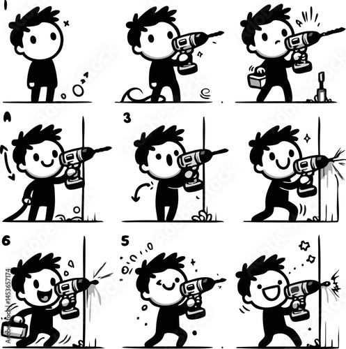 DIY Home Improvement: Step-by-Step Cartoon Guide to Drilling