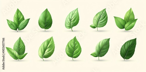 Green Leaf Illustrations Set