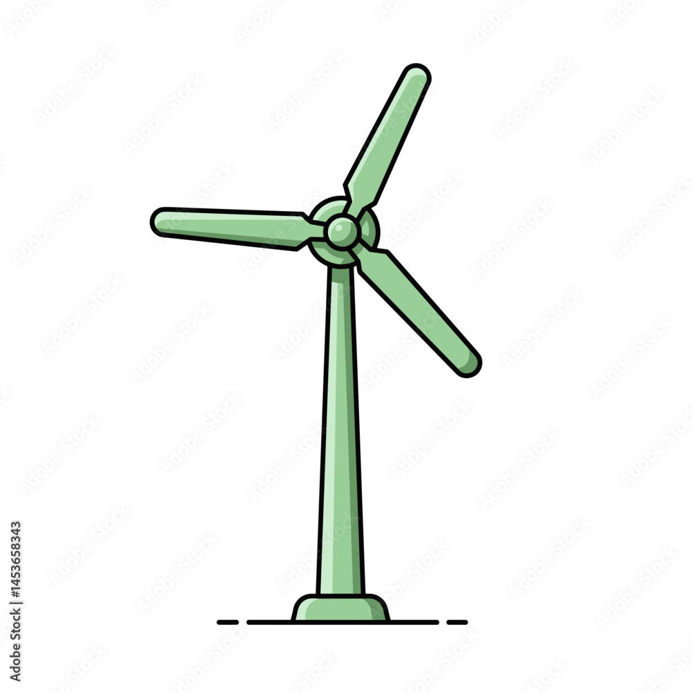 Wind turbine illustration in pastel colors representing clean energy, suitable for UI icon or educational material.  