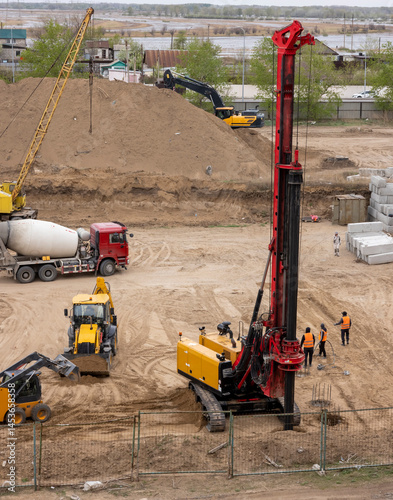 large special equipment at the construction site of a high-rise building
