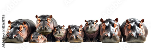 Obraz na płótnie Wildlife zoo safari africa hippos animals banner panorama long, isolated on white background w salonie