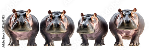 Obraz na płótnie Wildlife zoo safari africa hippos animals banner panorama long, isolated on white background w salonie