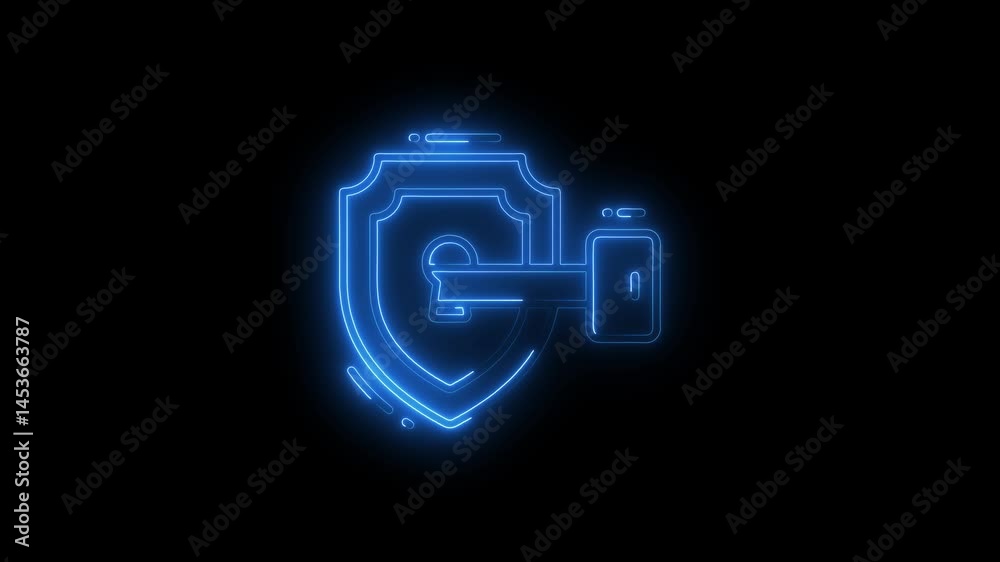 Glowing neon decode icon. isolated on black background. 4k video motion graphic animation