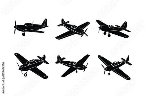 Single-Engine Aircraft Side View Vector